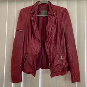 Muubaa Leather Jacket, Burgundy-Red, US 6